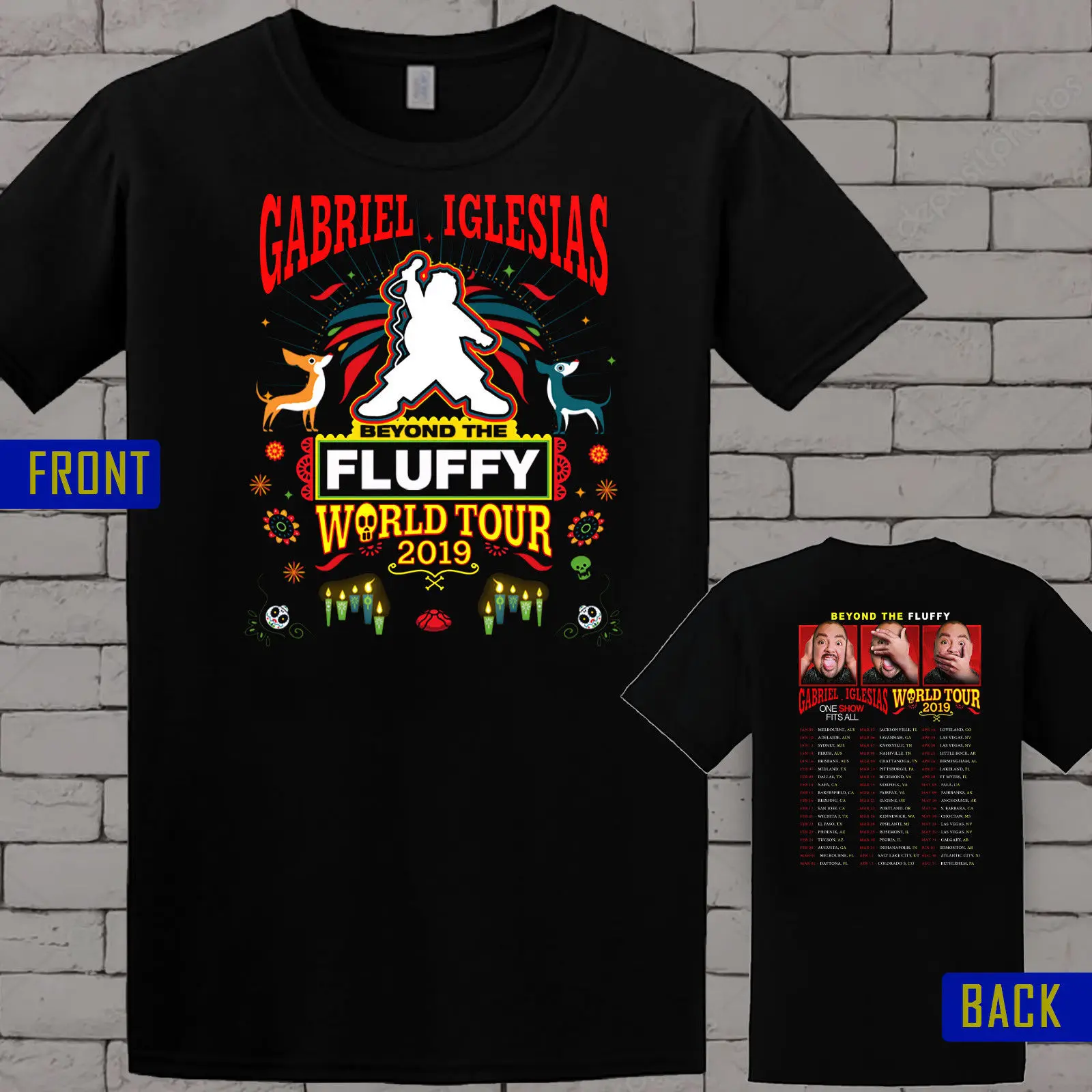 Новая Габриэль футболка с изображением Иглесиаса Beyond The Fluffy World Tour черная рубашка S-2XL мужские футболки с короткими рукавами футболка с принтом лето