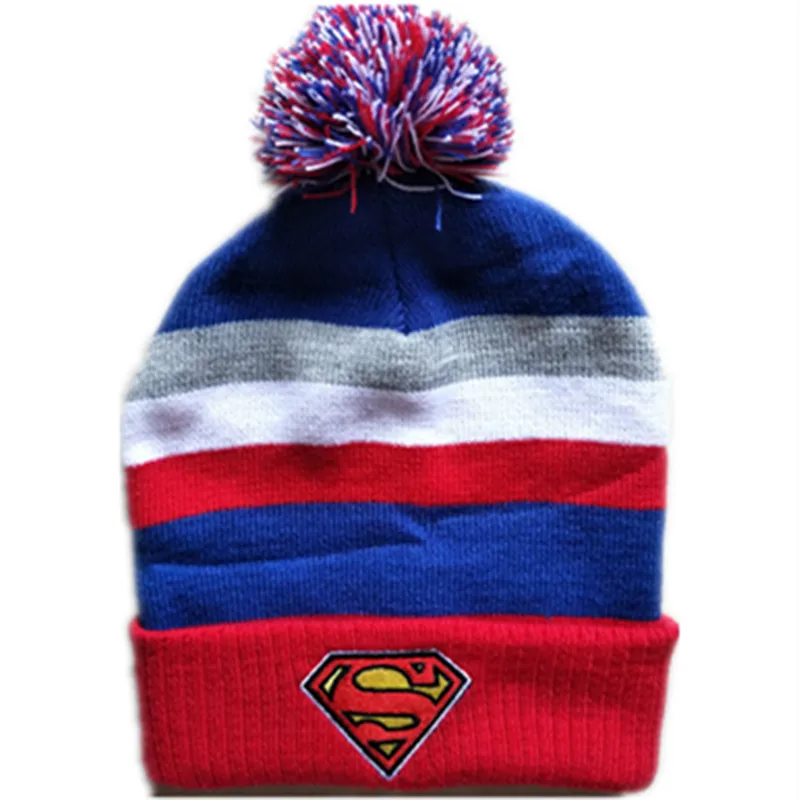 Хлопковая вязаная кепка супергероя из мультфильма Аниме для косплея Супермена