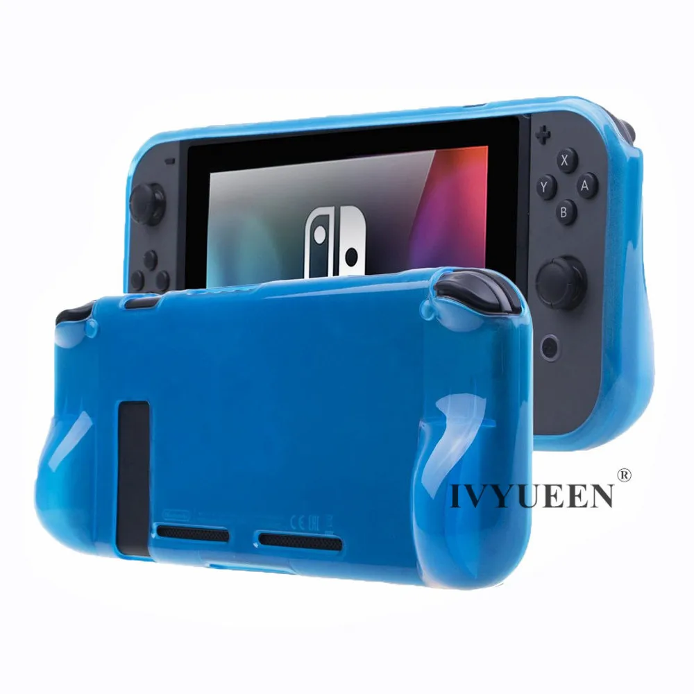Blue Case IVYUEEN мягкий прозрачный защитный чехол из ТПУ с защитой от царапин для Nintendo Switch NS Console с 8 колпачками для джойстика для Joy Con - Цвет: Blue Case