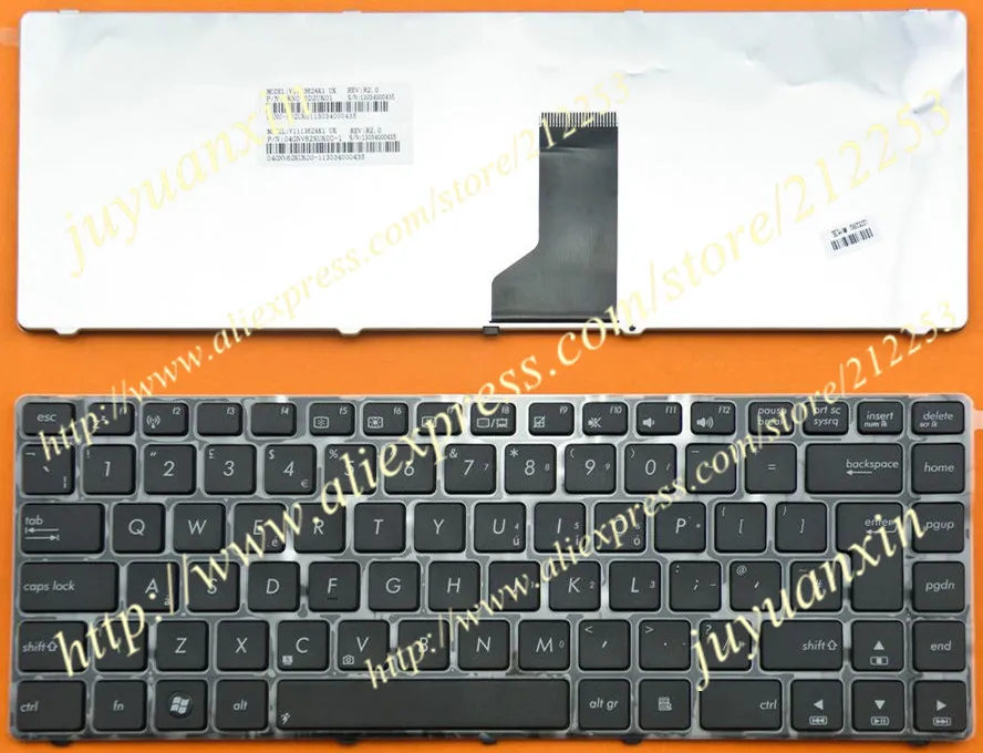 UK (GB) с английской раскладкой клавиатуры для ноутбука ASUS UL30 UL30A UL30V UL30VT U30 U31 U31F U31J U35