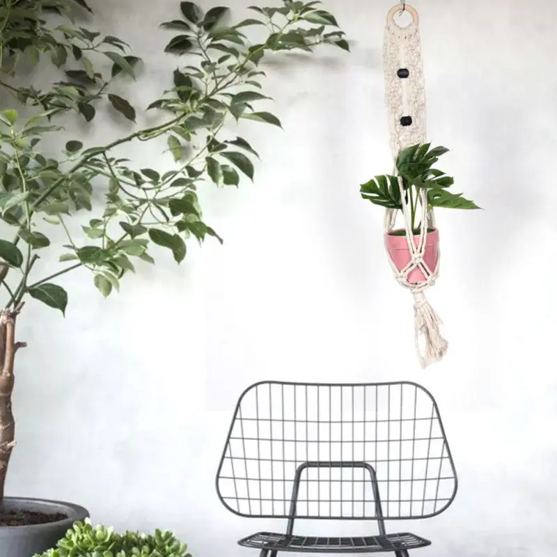 Exquisite Bohemian Tapestry Hanging Basket Pendant Cotton Simple Wall Decoration Flower Pot Mesh Restaurant Bar | Дом и сад