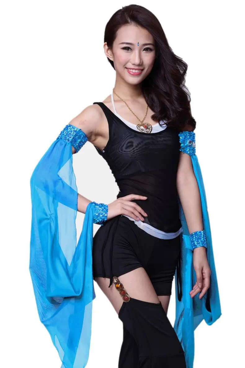 Belly Dance Clothes Lace Sequined Chiffon Sleeves Armband Arm Bicyclic Indian Accessories Sari Bellydance Costume Oriental | Тематическая