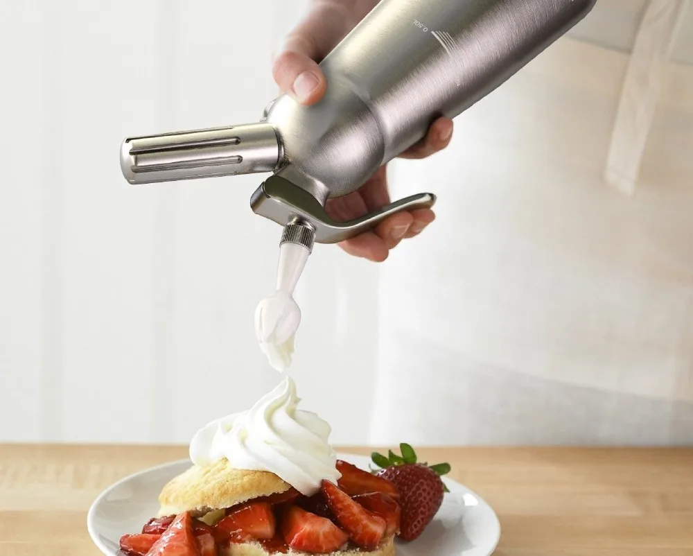 Профессиональный 1000 мл Алюминий дозатор для взбитых сливок Пинта изысканные