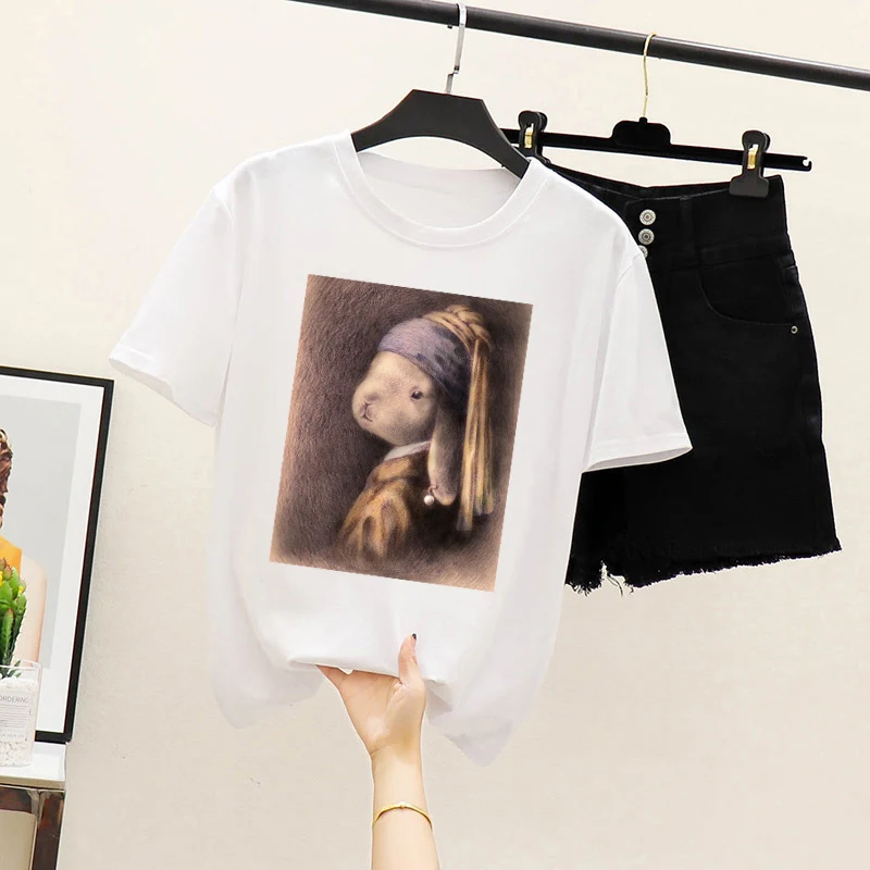 ZSIIBO Female T-shirt Girl Costume Harajuku kawaii Summer Fashion Short sleeve 2T-2XL Large Size Casual Tee Kids Clothes CX6L213 | Мать и