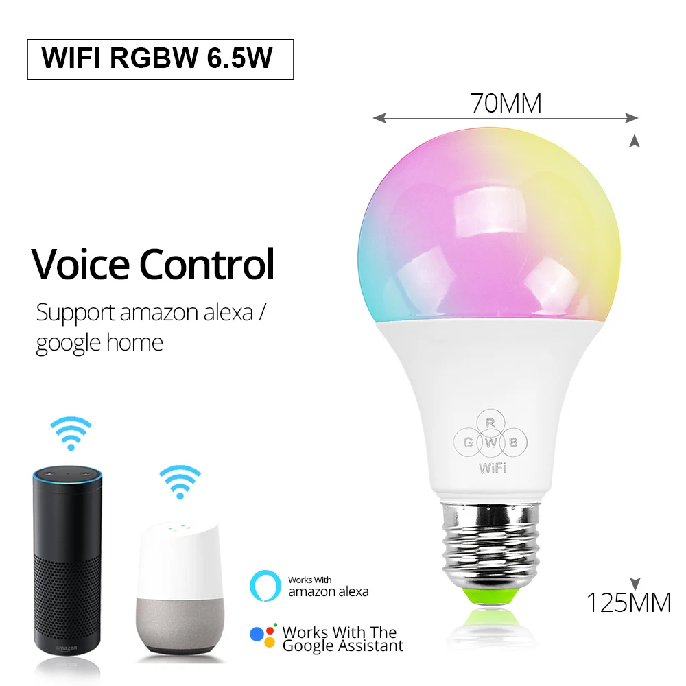 E27 умная WIFI Bluetooth Светодиодная лампа 4 5 Вт 6 RGBW CCT Led свет умное освещение Голосовое