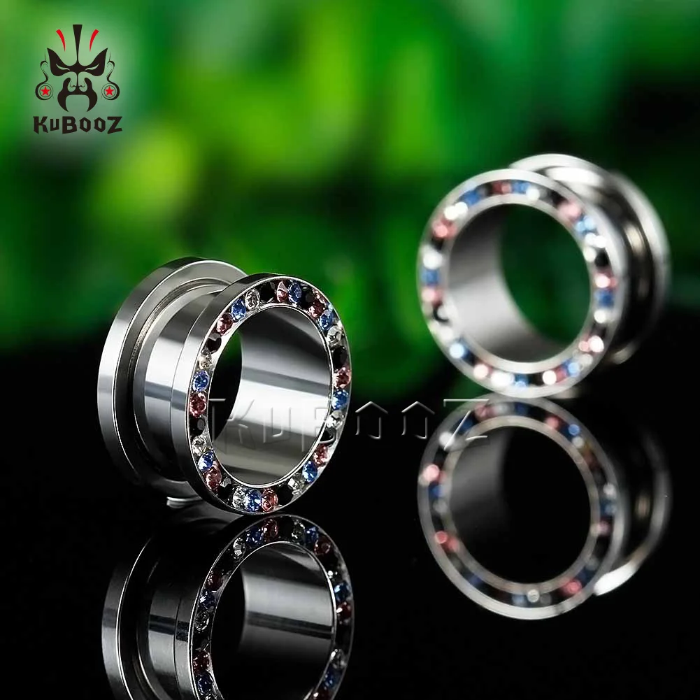 KUBOOZ из нержавеющей стали ушные датчики пробки туннельный расширитель серьги с винтовой застежкой пирсинг ювелирные изделия Модные кольца подарок унисекс 2 шт./лот