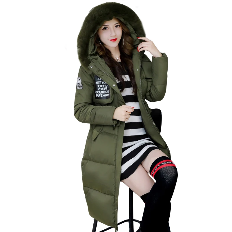 Красивая модная зимняя куртка с меховым воротником женское утепленное пальто