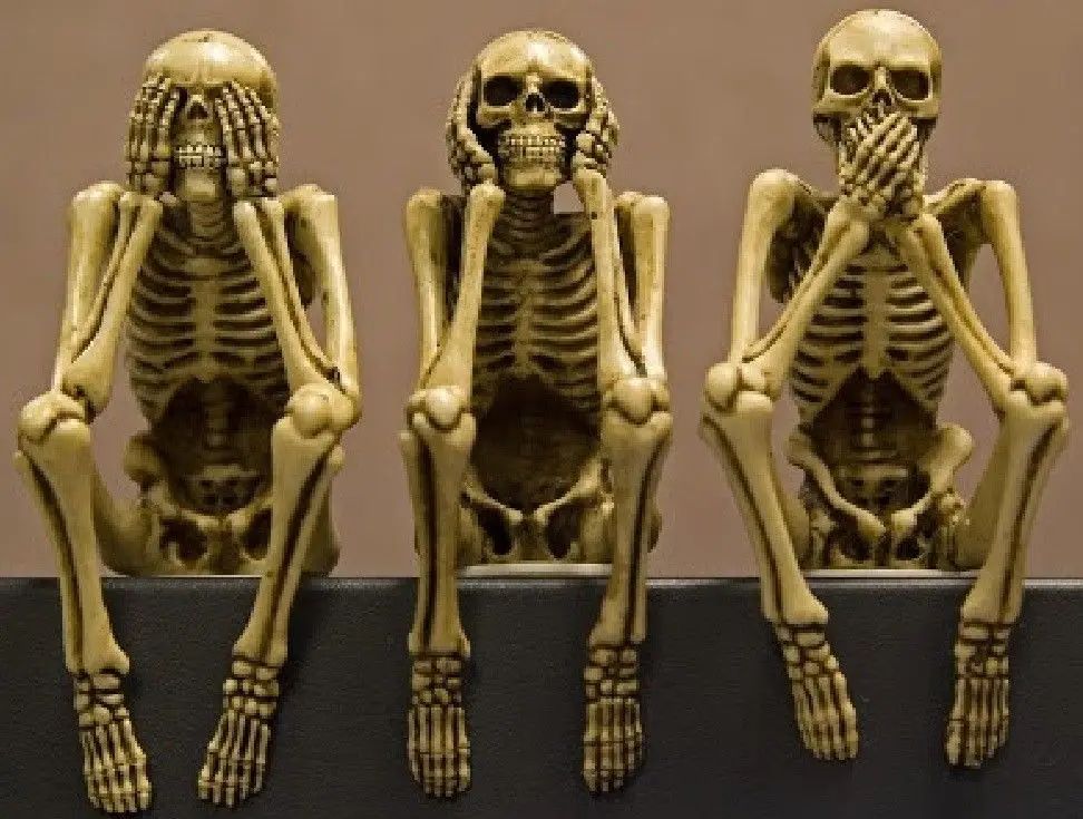 3 парня Скелет Забавный услышать нет зла Смотреть Фото Шелковый постер