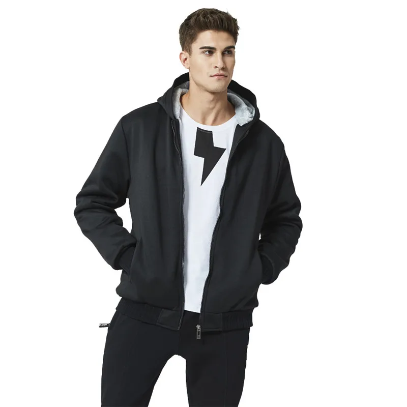 

Men's Sweatshirt European and American Men's Thick Hooded Sweatshirt Men's cardigan Zipper Deep winter Large size Coat