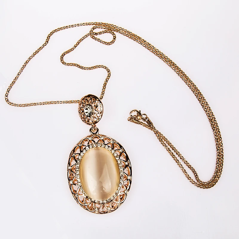 Этническая Cat глаз камень макси заявление Ожерелье наборы Овальной