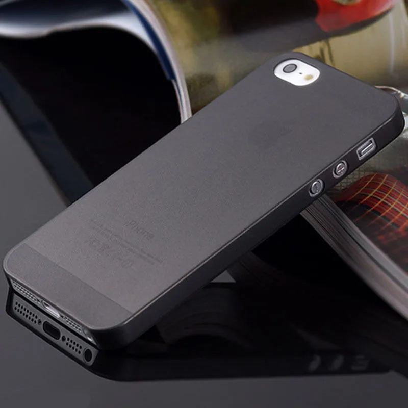Черный Ультратонкий чехол для iphone 5, 5S, se, 5c, 6, 6s plus, 7, 7, 8 plus, 4S, тонкий матовый прозрачный чехол для iphone X, жесткий пластиковый тонкий чехол s - Цвет: Черный