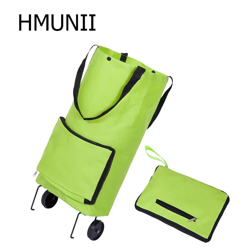 

HMUNII Brand Folding Shopping Bag Shopping Trolley Bag on Wheels Bags on Wheels Buy Vegetables Shopping Organizers Portable Bag
