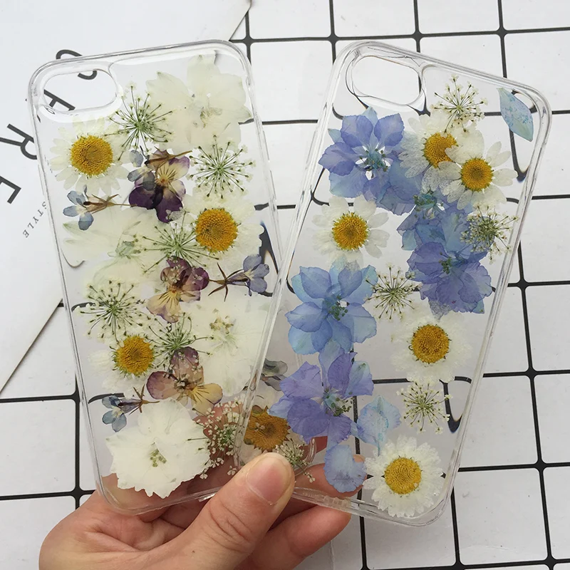 Tfshining Real Dried Flowers Phone Case For On iPhone X XS Max XR 7 8 6 6S Plus Clear Soft TPU Silicone Floral Back Cover Fundas |