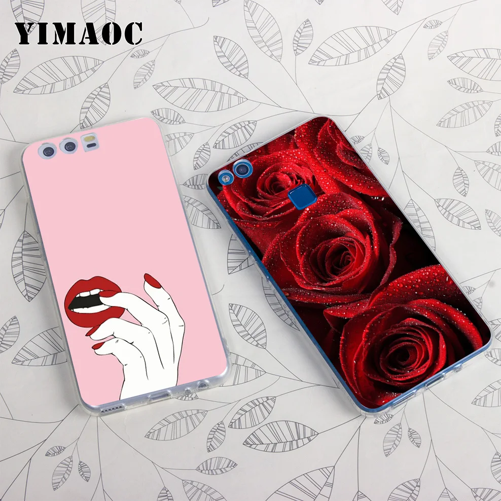 Yimaoc сексуальные красные губы мягкий чехол для huawei Honor 10 9 8X 8C 8 7C 7X 7A Pro 6A Note Nova 3i 3 2i Y6