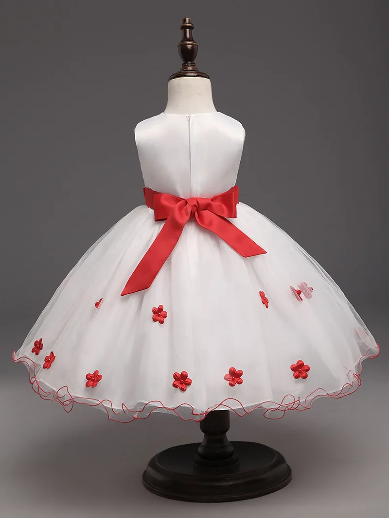 Романтические платья для девочек с цветочным рисунком бальные детей белое