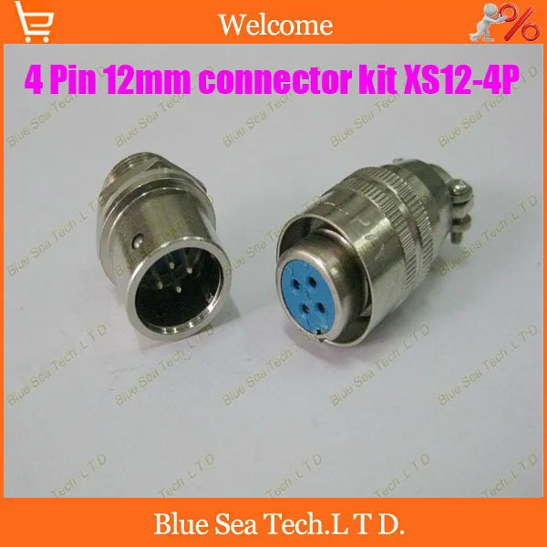 

Free Shipping 10 sets=20pcs 4 Pin 12mm Male & Female mic circular connector kit XS12-4P Socket+Plug,Aviation plug interface