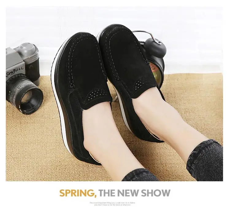 Platform shoes woman fashion sneakers women genuine leather casual women shoes round toe Loafers ladies flat shoes women