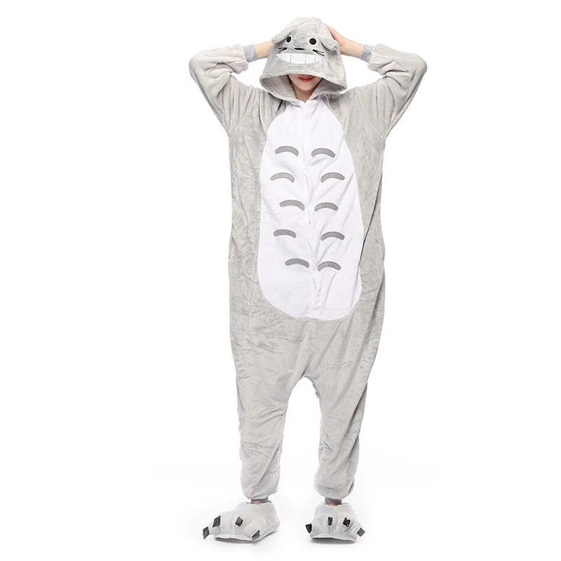 Totoro Единорог кигуруми Onesie взрослая Пижама женские пижамы животных наборы Панда Косплей пижамы единорог пижамы унисекс зимние комбинезоны - Цвет: Totoro