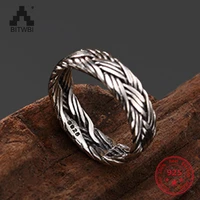 925 sterling silver adjustable ring antique unique hand woven men women couple ring vintage twist rings fashion jewelry gift
