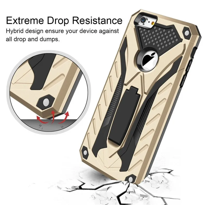 Противоударный защитный чехол для iPhone 11 Pro Max 5 5S SE 6 6S 7 8 Plus X XS Max XR, защитный противоударный чехол с подставкой