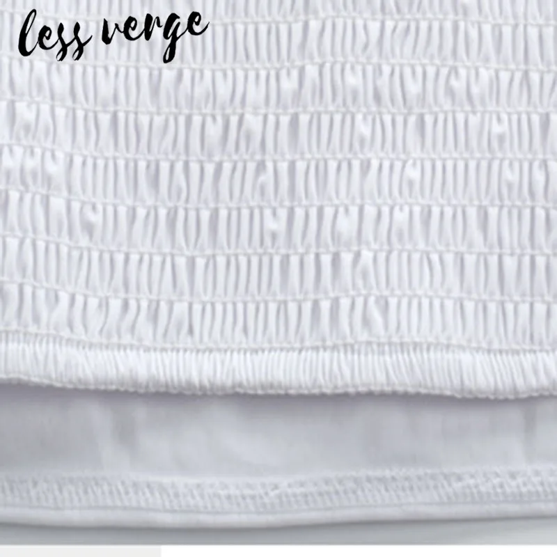Lessverge белые хлопковые женские блузки топы с короткими пышными рукавами на