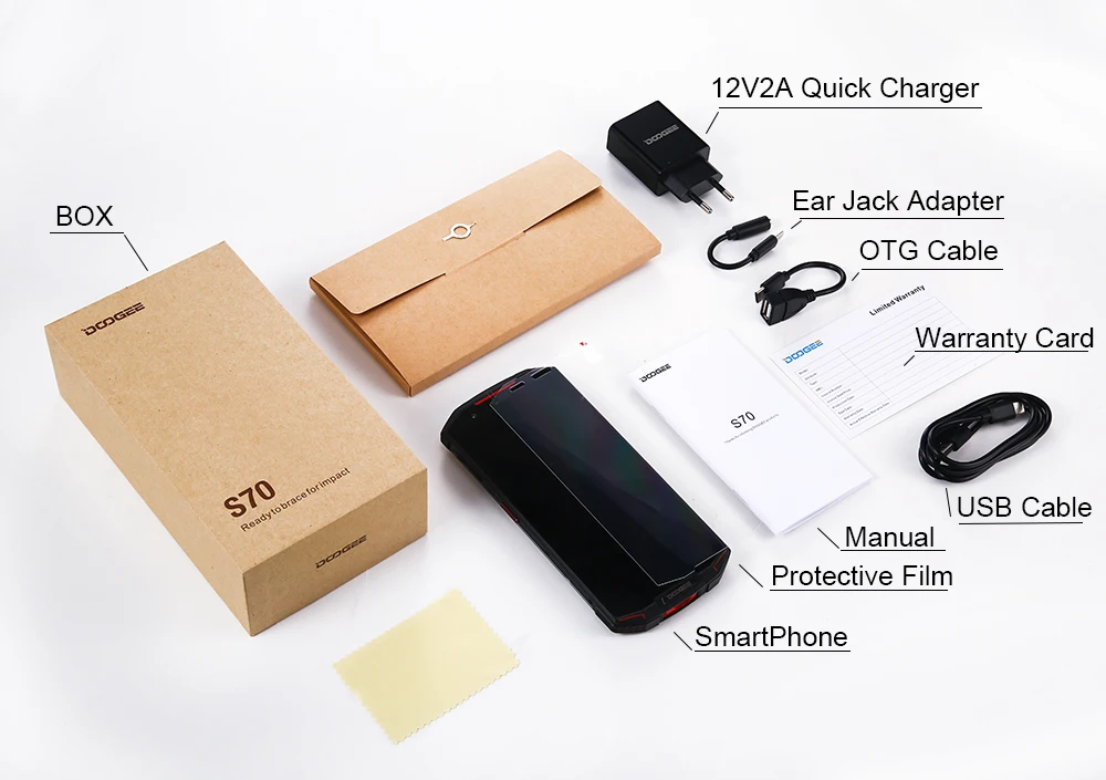 IP68/IP69K водонепроницаемый DOOGEE S70 игровой телефон Беспроводная зарядка NFC 5500 мАч 12V2A Быстрая зарядка 5,99 FHD Helio P23 Восьмиядерный 6 ГБ 64 ГБ