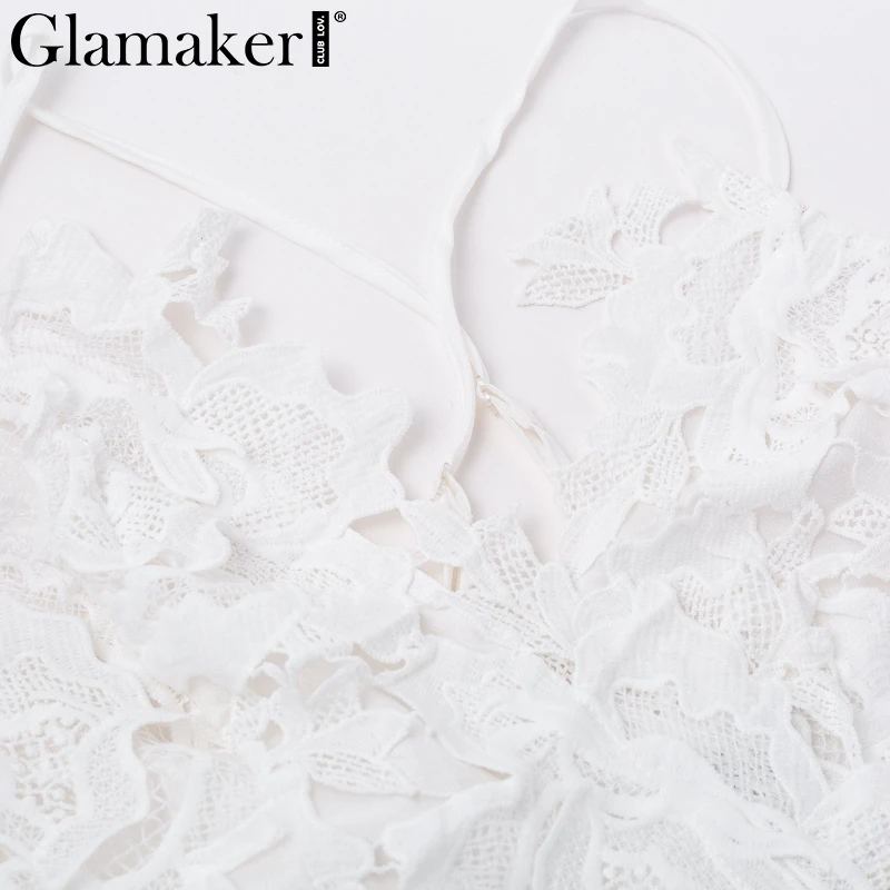 Женский прозрачный сетчатый сарафан Glamaker облегающий кружевной Сарафан Макси с v