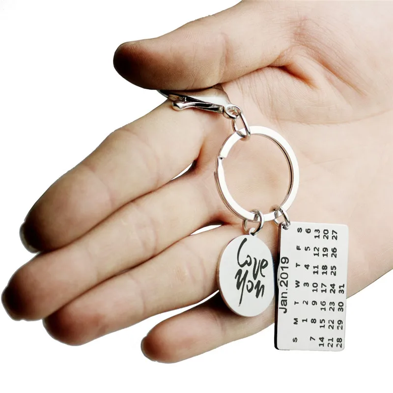 Брелок календарь из нержавеющей стали ручной штампованный Календарь Дата с