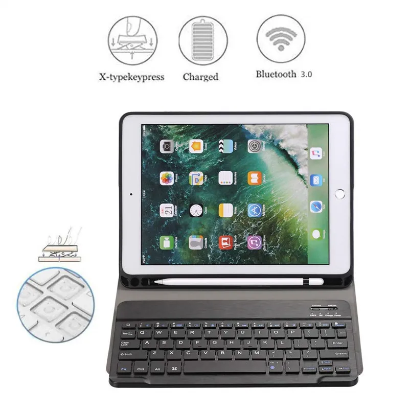 Bluetooth клавиатура чехол для iPad 9,7 Крышка для iPad 9,7 /Pro 9,7/Air2/Air универсальная версия с 7 цветами подсветки