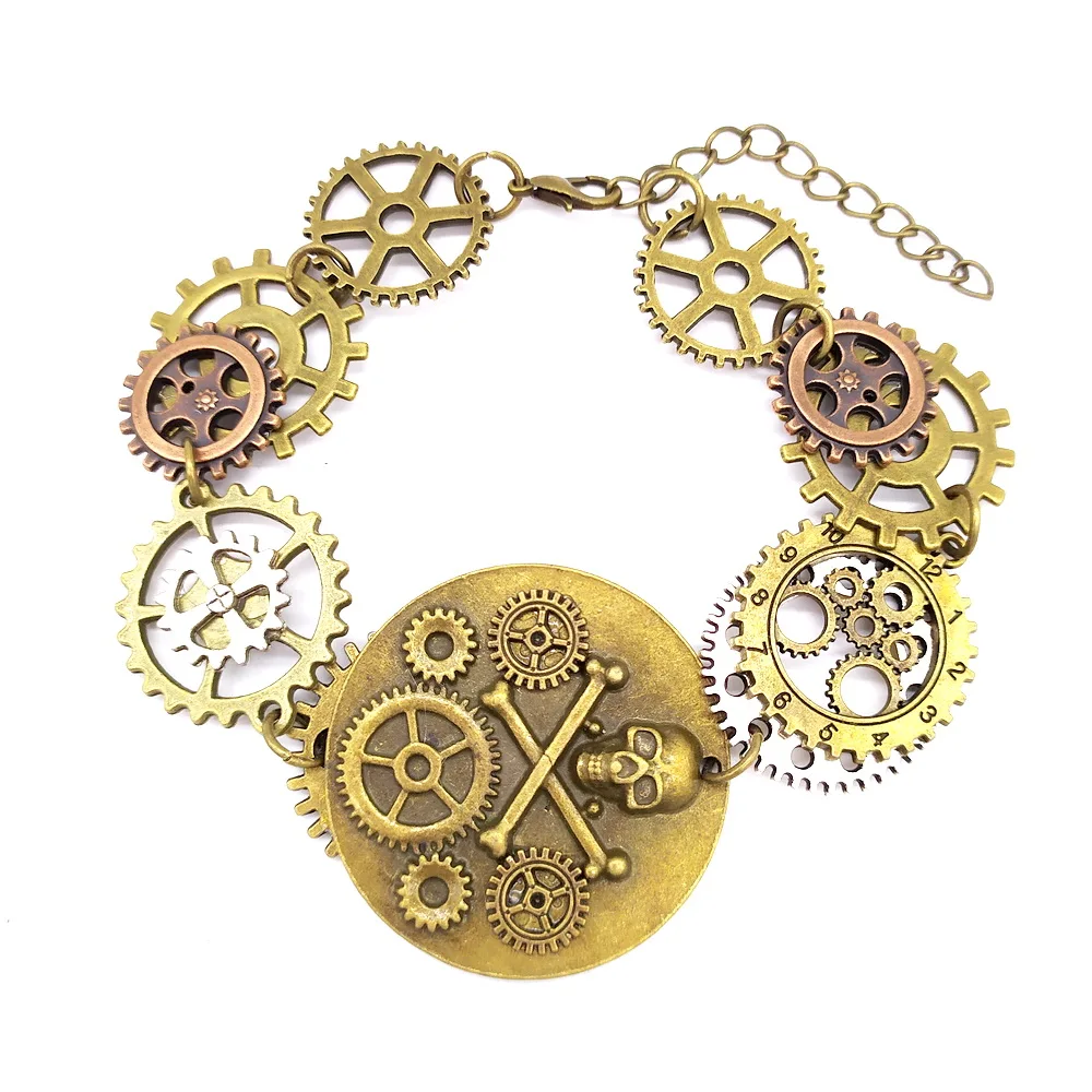 Бронзовый браслет с изображением пиратского черепа бык сделай сам в стиле