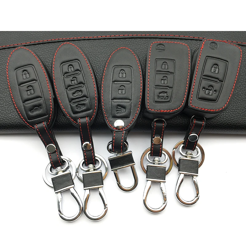 Кожаный чехол для ключей Nissan Tiida Livina X Trail T31 T32 Qashqai Teana 3 кнопки|car remote key covers|car styling