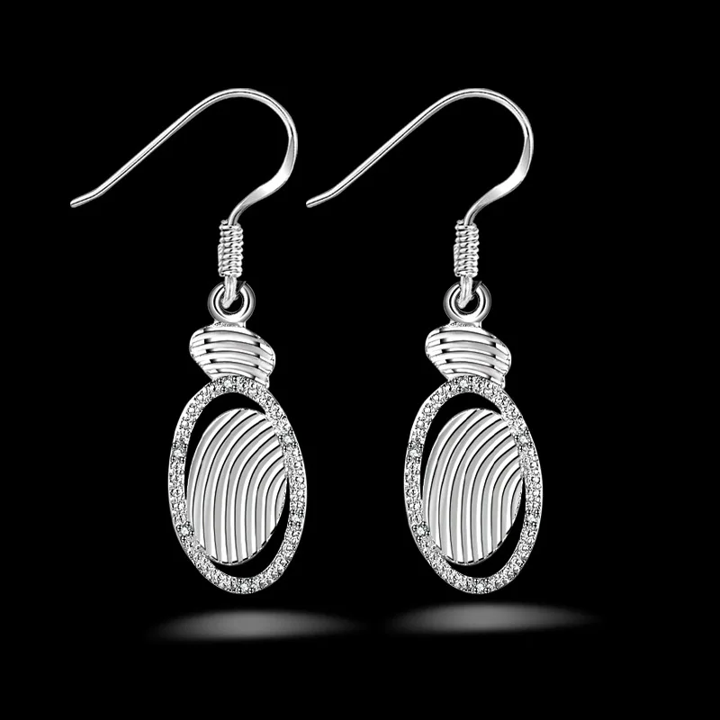 OMHXZJ Wholesale Personality Fashion OL Woman Girl Party Wedding Silver Oval 925 Sterling Earrings YE359 | Украшения и аксессуары