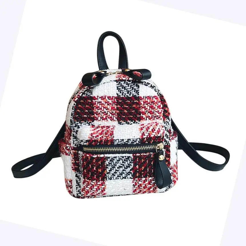 Корейский стиль рюкзаков для подростковых девочек Женская мода Мини-путешествие-рюкзак с полосатой шерстью удар цвета RD on.