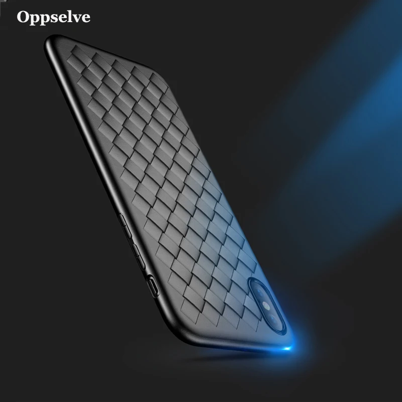 Супер мягкий чехол Oppselve для iPhone X 10 8 7 Plus роскошные плетеные Чехлы в сетку Samsung S9 +
