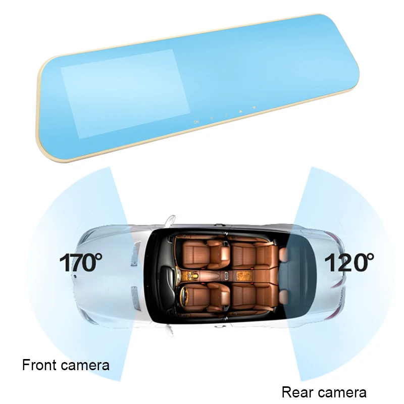 TOSPRA Full HD 1080P Автомобильный видеорегистратор Dashcam Камера авто 4 3 дюймов зеркало