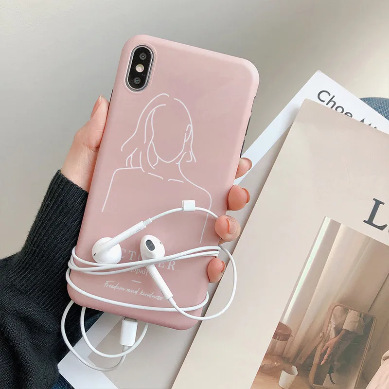 Ретро розовые абстрактные в Корейском стиле для девочек чехол iPhone X Xs XR XSmax 7 плюс 6