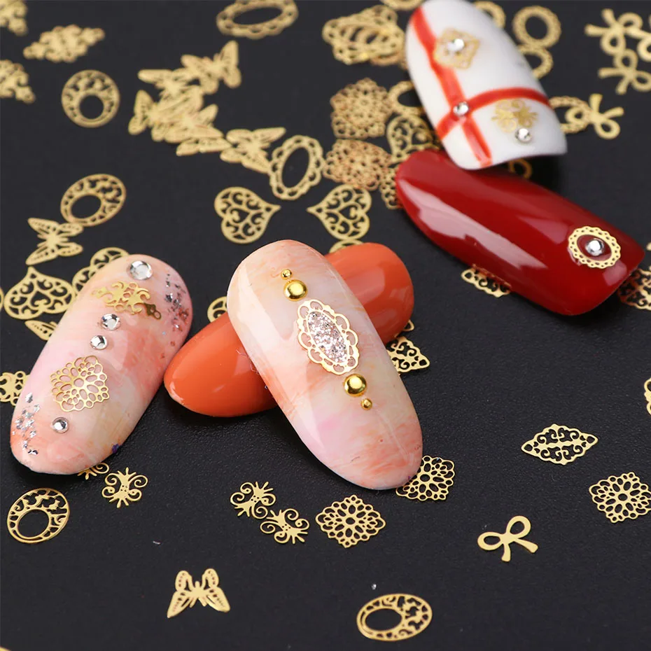 1 коробка для ногтей блестящие золотые металлические хлопья 3D ультратонкие