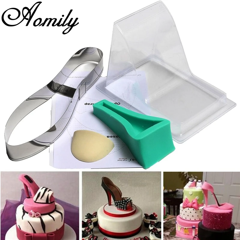 

Aomily Big Size Fondant Cake 3D Silicone Stilleto High Heel Mould Lady Shoe Mold For Wedding Cake Decoration for DIY Bakeware