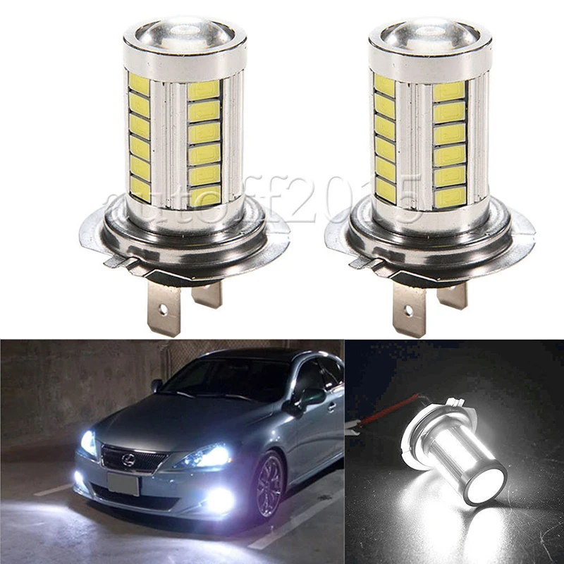 2 шт. H7 33 SMD 5630 автомобилей LED включить свет Противотуманные огни днем Бег 33SMD авто