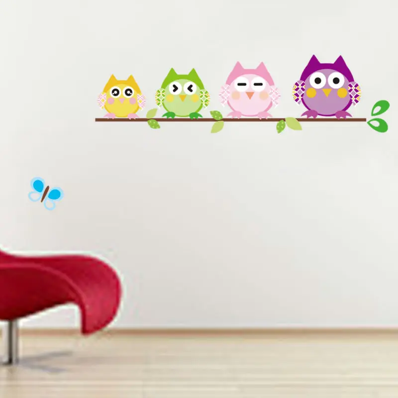 Мудрые совы на красочном дереве настенные наклейки для детских комнат 1009B