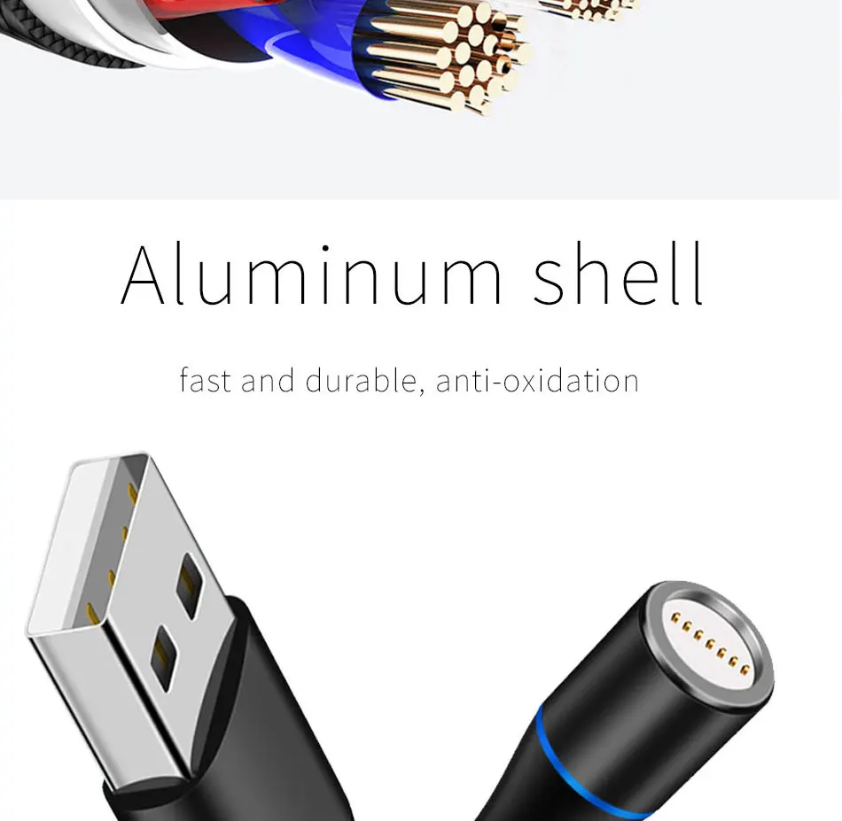 3A Быстрая зарядка Micro USB Магнитный кабель зарядное устройство Тип C Android Магнитный кабель передачи данных телефона провод шнур для iPhone 6 7 samsung Xiaomi