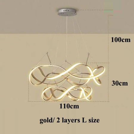 gold 110cm 2 layers Современный Диммируемый светодиодный светильник-люстра из алюминия для гостиной, светодиодные подвесные люстры, лампа для столовой, светодиодный подвесной светильник, светильники - Цвет абажура: gold 110cm 2 layers