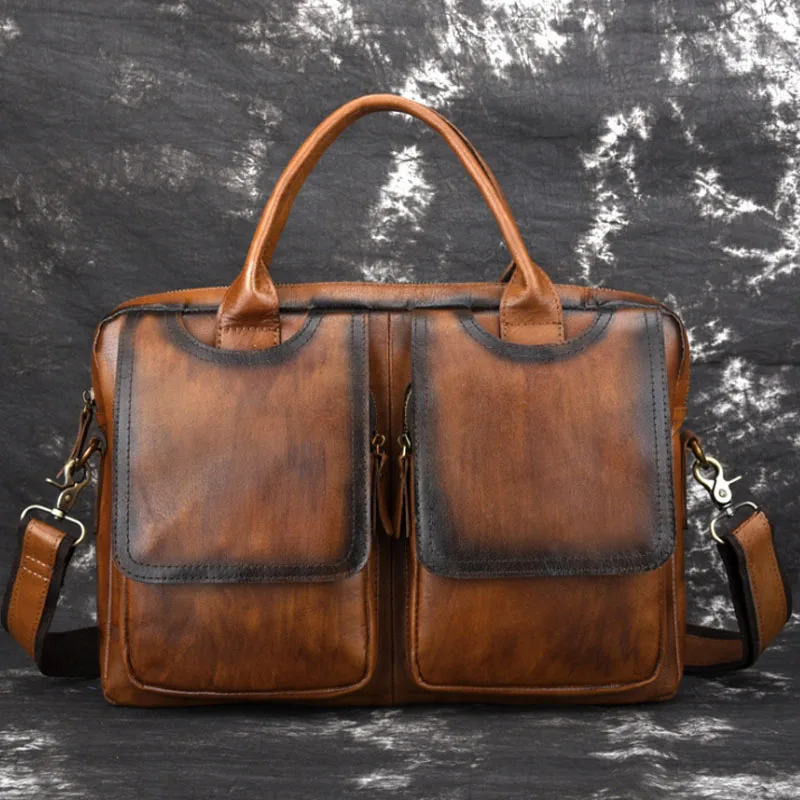

Портфель мужской из натуральной кожи, винтажный саквояж кросс-боди, деловая сумка-мессенджер на ремне, мессенджер для офиса