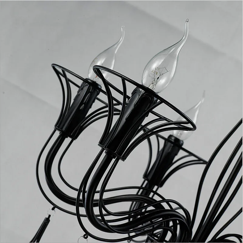 Ретро креативная черная железная люстра 6 головок свеча Американская деревня