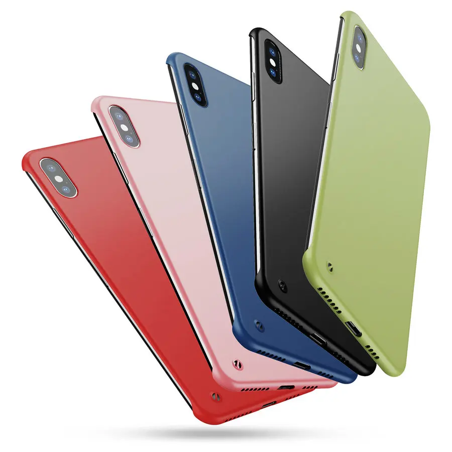 Безрамный чехол для iPhone XS Max 6 6s 7 8 Plus X XR роскошный яркий чистый цвет матовый