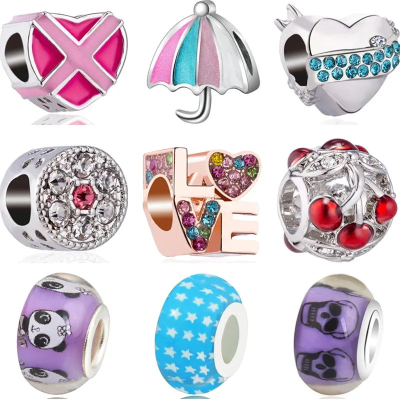 Эмаль DIY карта Ловец снов зонтик белка сердца имитация жемчуга бусины Fit Pandora