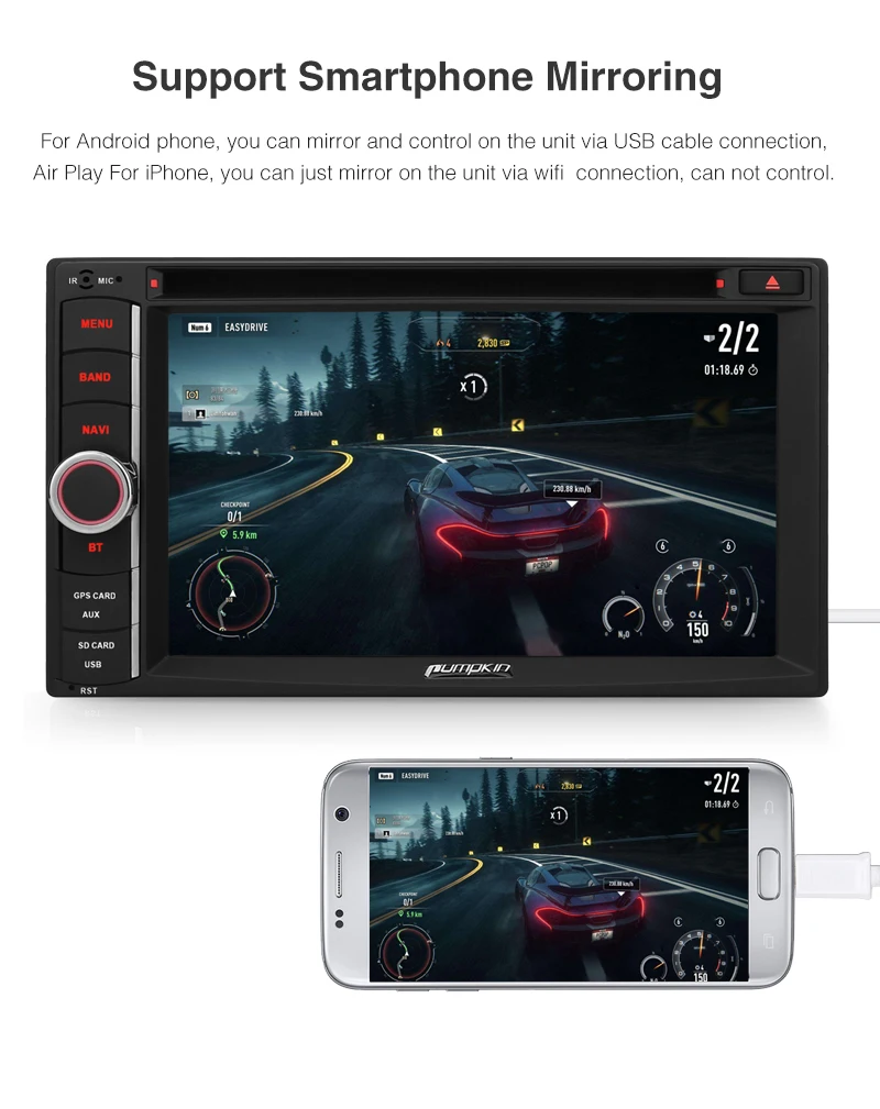 Тыква Qcta core ram 2G rom 32G 2 Din 6 &quotAndroid 8 1 Универсальный Автомобильный dvd плеер gps
