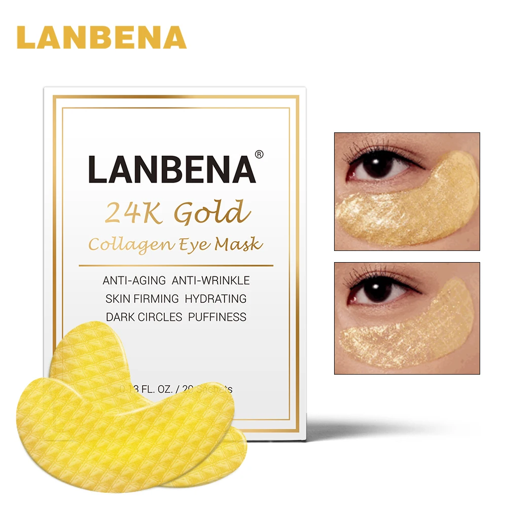 2018 Новый стиль LANBENA 24 К Золото коллагеновая маска для глаз сна Anti Aging морщин