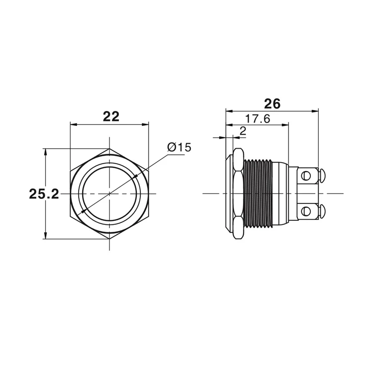 Металлический кнопочный переключатель L44 из цинкового сплава 1 шт. 19 мм