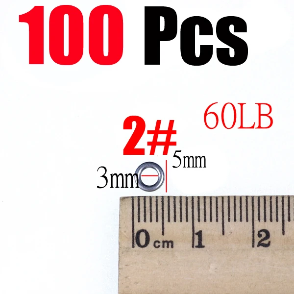 100pcs size 2 Wifreo 100 шт./пакет полированная Рыбалка твердых серебряное кольцо Нержавеющая сталь Рыбалка кольцо-приманка рыболовные принадлежности для тяжелых условий эксплуатации приманка крючковый лов кольцо - Цвет: 100pcs size 2